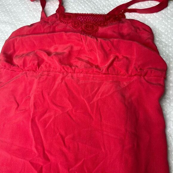 Tibi Silk Chiffon Crochet Trim Blouson Raspberry Red Dress - Picture 8 of 11